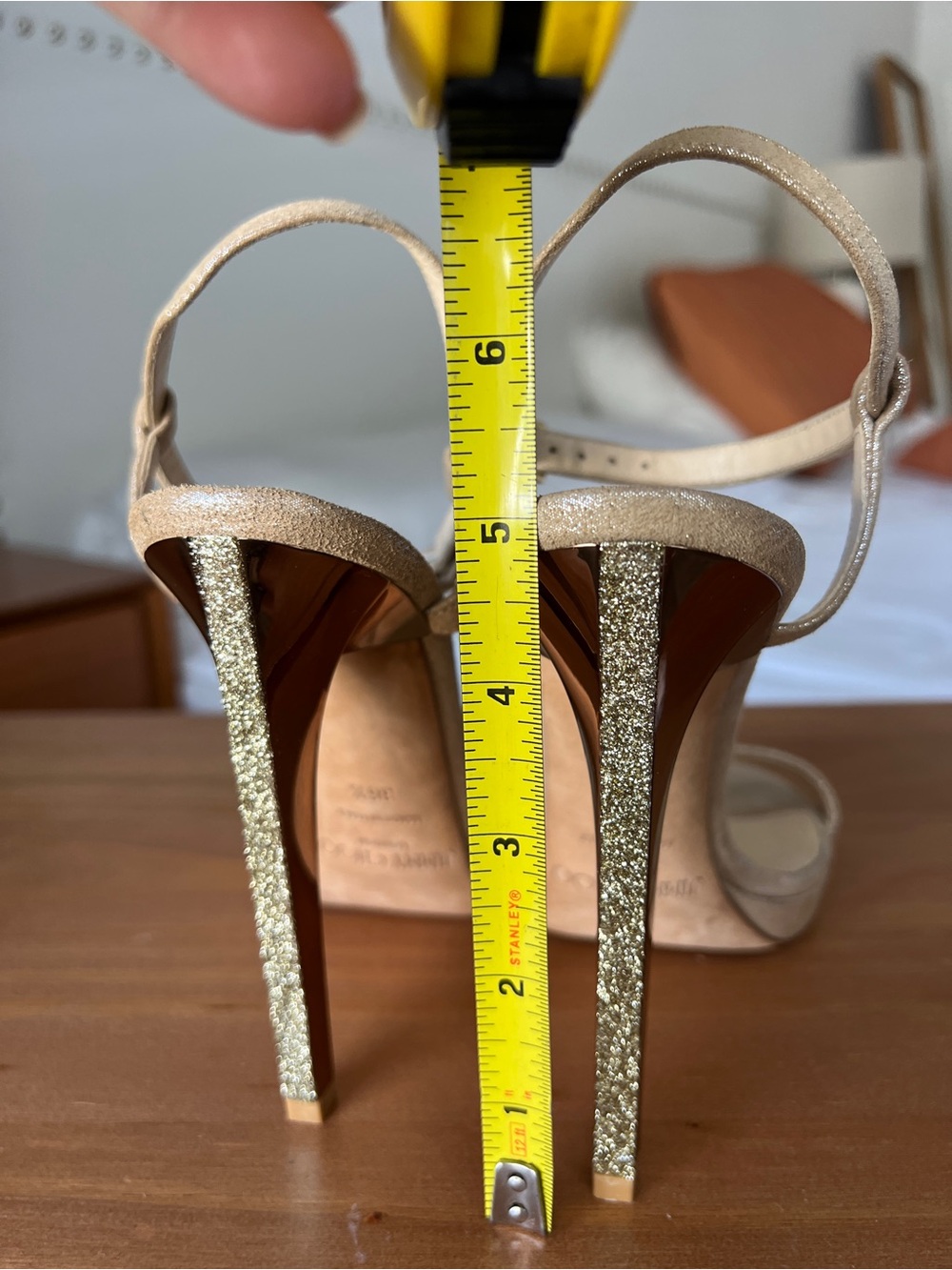 Jimmy Choo Champagne Gold Ankle-Strap High Heel Sandals - Picture 4 of 12